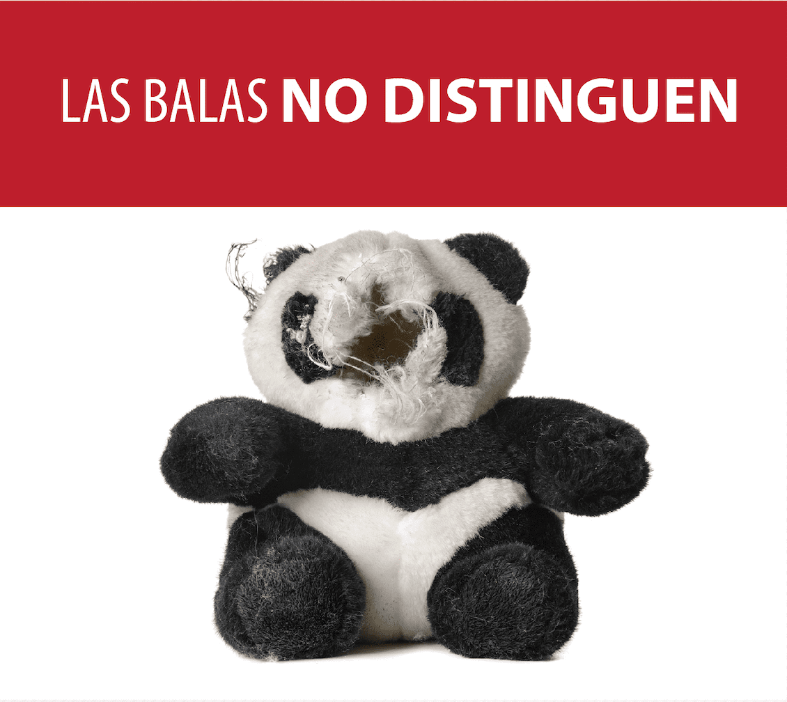 Oso de peluche con herida de bala campaña incidencia ACERTA Agencia publicidad Honduras