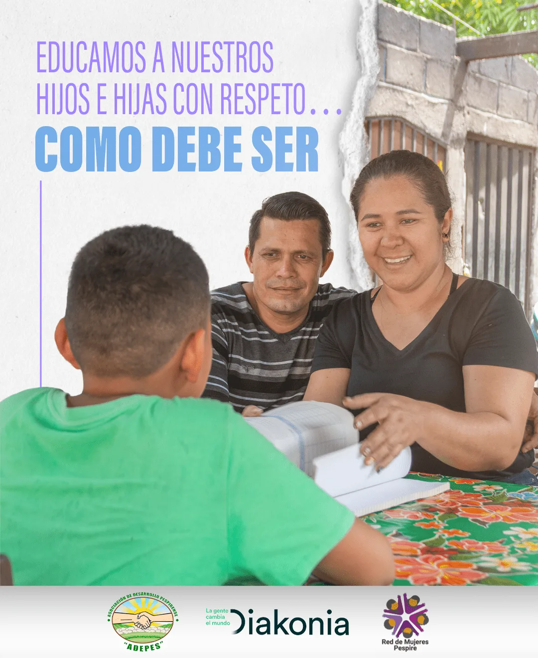 Familia educando con respeto, campaña de prevención de violencia de agencia de publicidad.