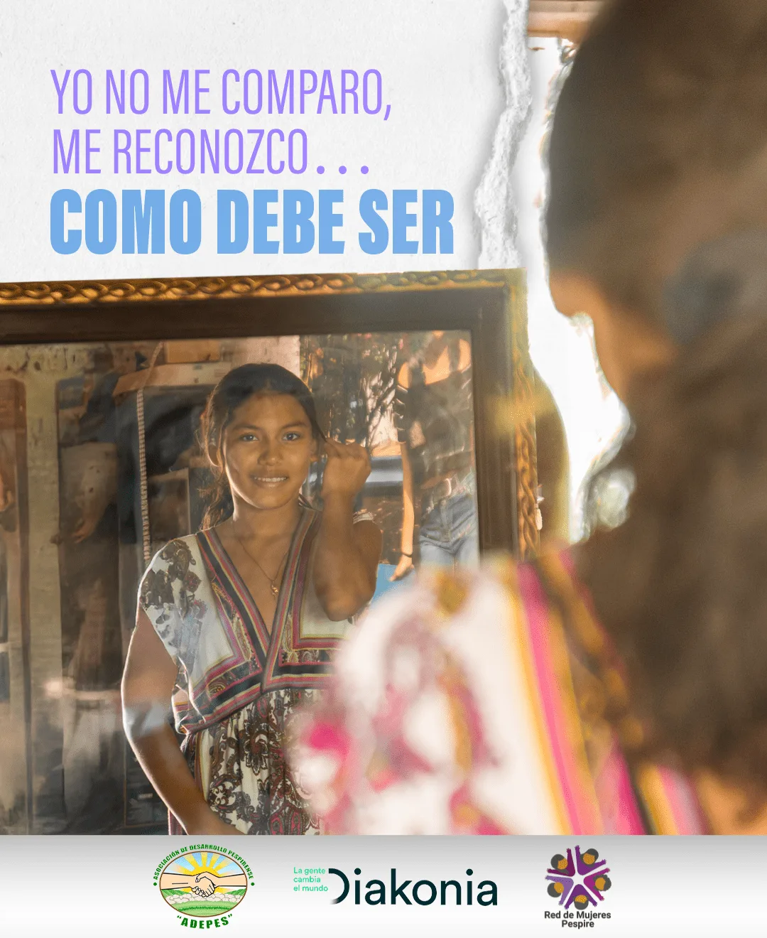 Niña reconociendo su valor frente al espejo, mensaje positivo de agencia de publicidad ACERTA.